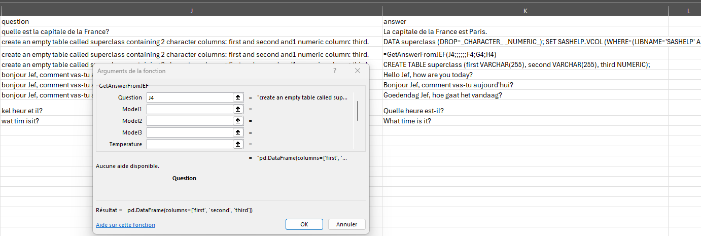 Access LLM from Excel